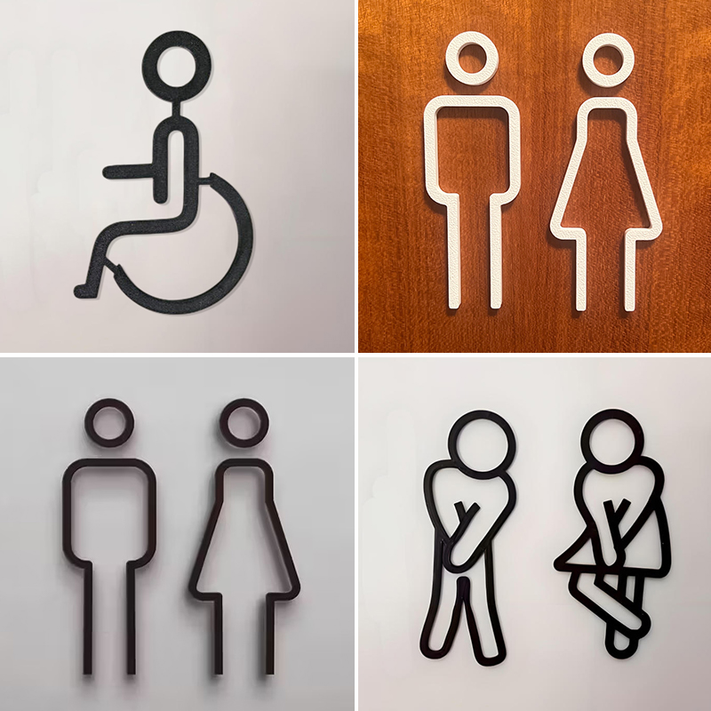 3D Printing Cafe - 3D プリント浴室ドアサイン男性 & 女性トイレシンボルドア装飾レストランホテルカフェトイレ看板壁ステッカー