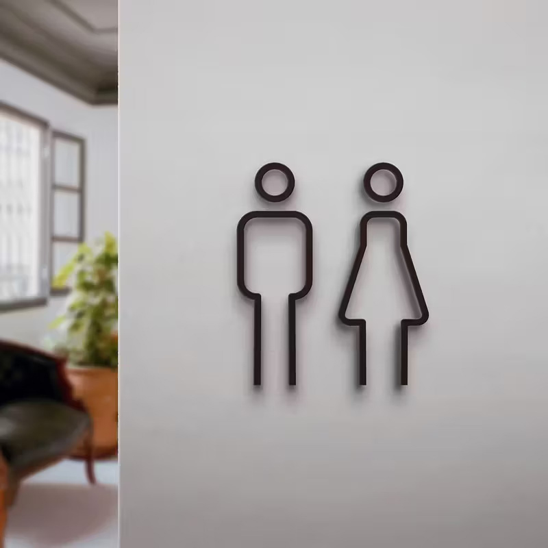 3D Printing Cafe - 3Dプリントされた男女トイレドアサイン、バスルームトイレシンボル壁飾り、ホテルレストランカフェ装飾用