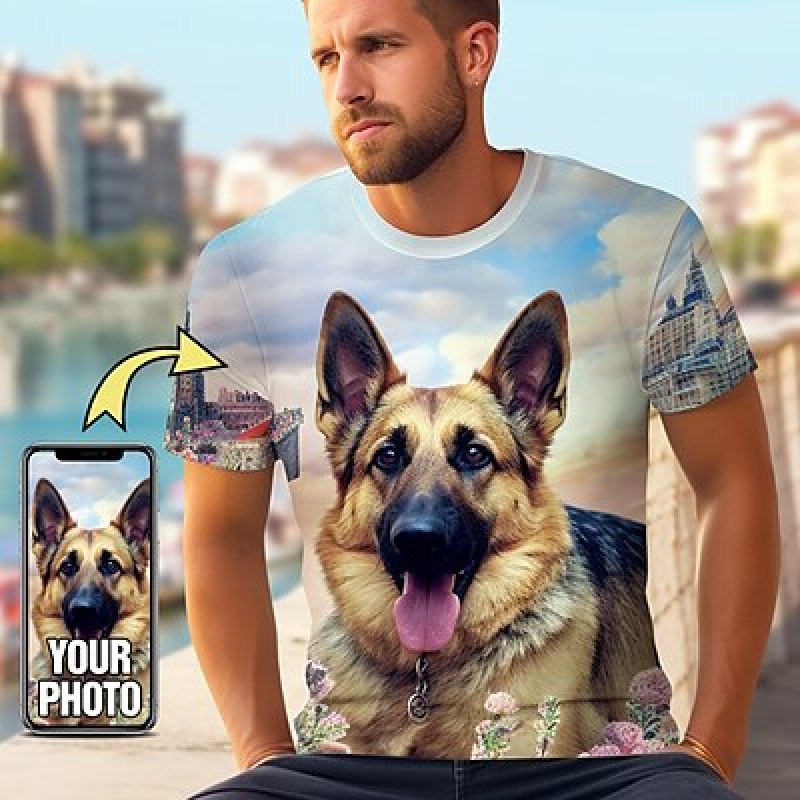 3D Printing Service - 男性用のカスタマイズ可能な3DプリントTシャツ,カスタマイズ可能なペットのTシャツ,ランニング,抽象的なギフト,写真デザイン