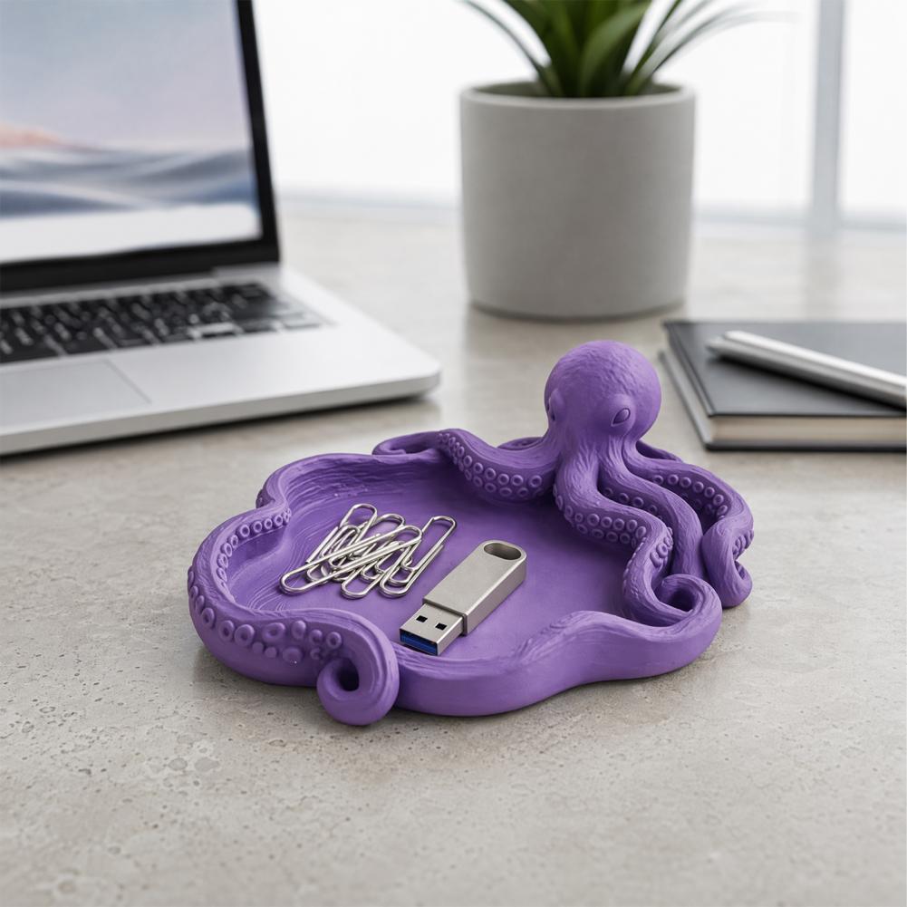 3D Printing Ring Holder - タコ型収納トレイ 3Dプリント タコ型ジュエリートレイ 海洋風イヤリングホルダー 装飾リングディッシュオーガナイザー 小物入れ