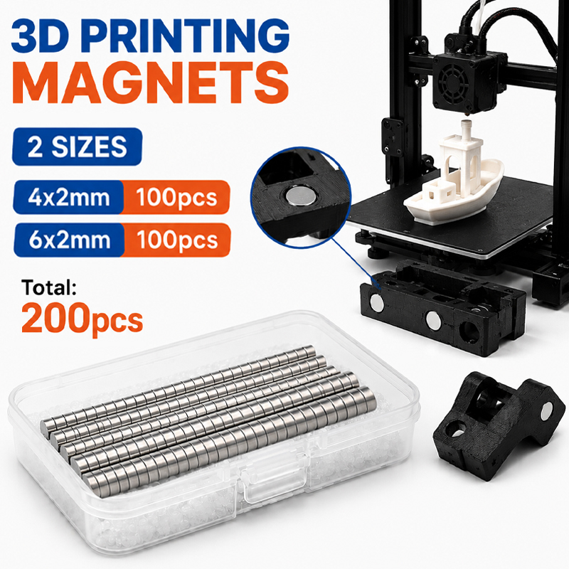3D Printing Process - 200個/箱 3Dプリントマグネットキット Bambu Lab用 強力ネオジム磁石 DIYクラフト