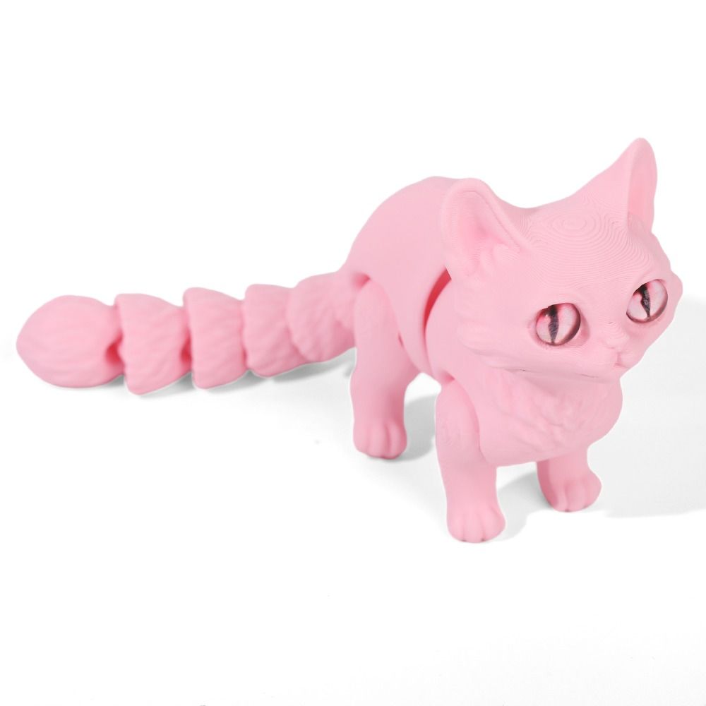 3D Printing Material - 大きな目を持つ3Dプリント猫モデル、プラスチック素材、リアルなデザイン、可動式、創造的な彫刻、キュートなスタイル、かわいい猫フィギュア