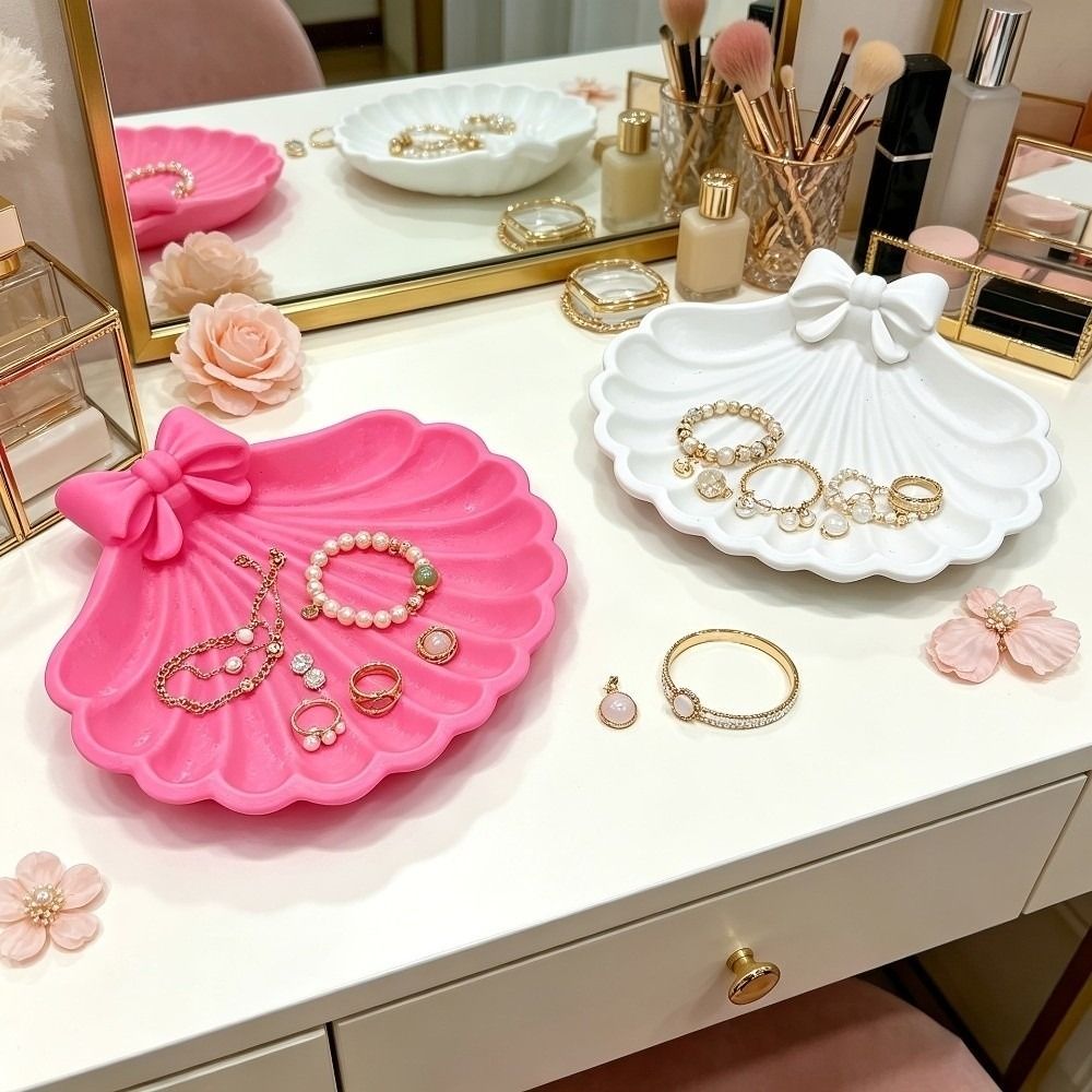 3D Printing Ring Holder - 3Dプリント製リボン収納ボックス ハート型シェル型リボン飾り小物入れ リングホルダー 大容量デスクトップオーガナイザー
