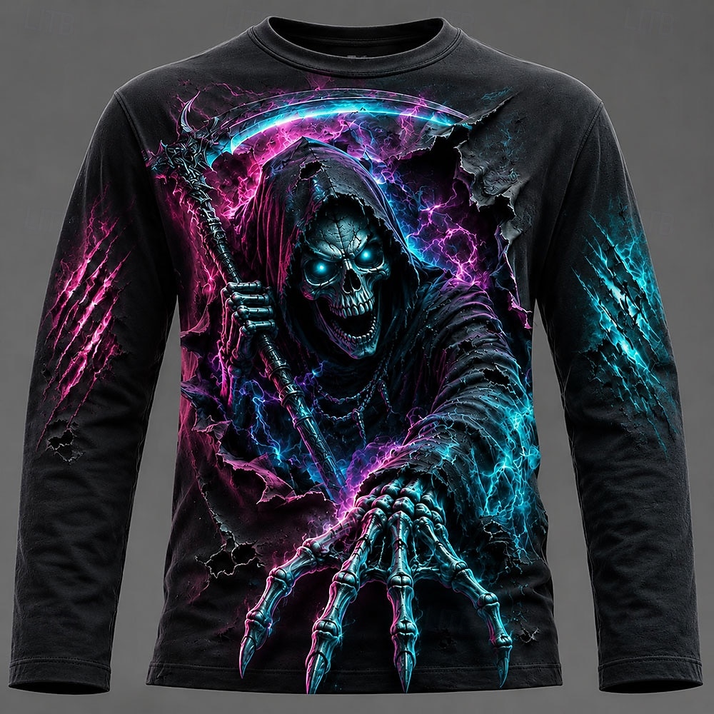 ハロウィン男性 3D グラフィックプリント長袖 Tシャツゴシ - 3D Printing Service のレビューと価格