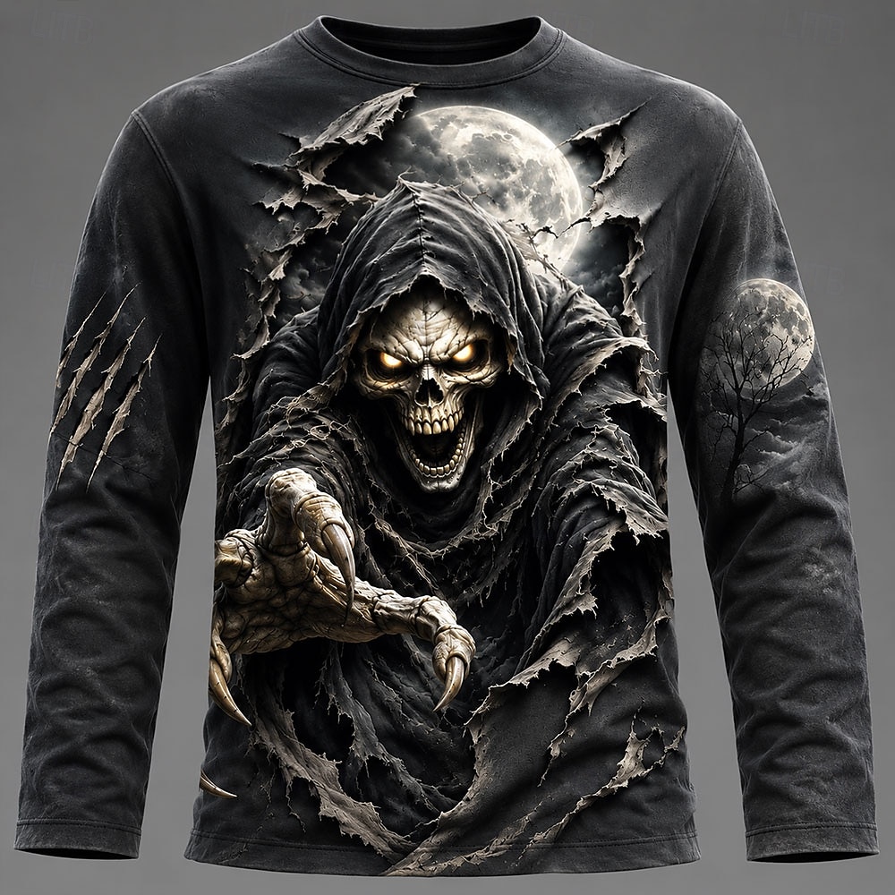 ハロウィン男性 3D グラフィックプリント長袖 Tシャツゴシ - 3D Printing Service のレビューと価格