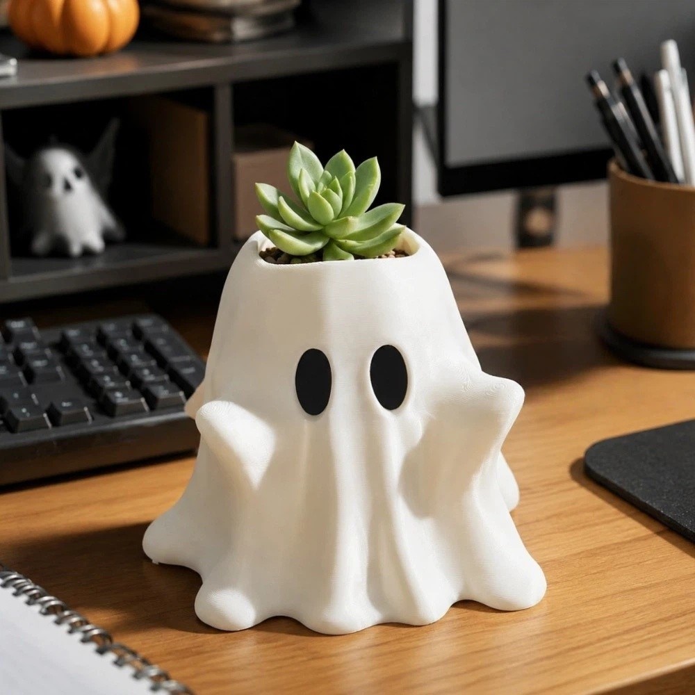 3Dプリント製ホワイトゴースト花瓶 クリエイティブな多肉植物 - 3D Printing Cafe のレビューと価格