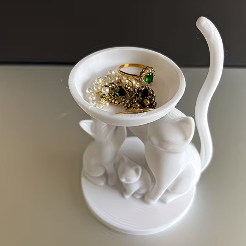 漫画猫ジュエリートレイ 3Dプリント装飾デスクトップリングホ - 3D Printing Ring Holder のレビューと価格