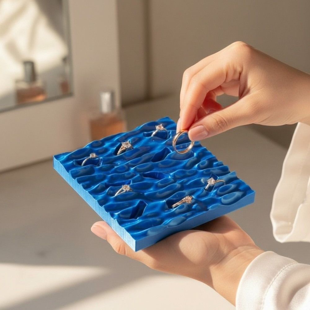 海の波リングディスプレイプレートクリエイティブエレガントな  - 3D Printing Ring Holder のレビューと価格